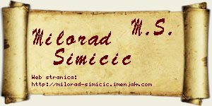 Milorad Simičić vizit kartica